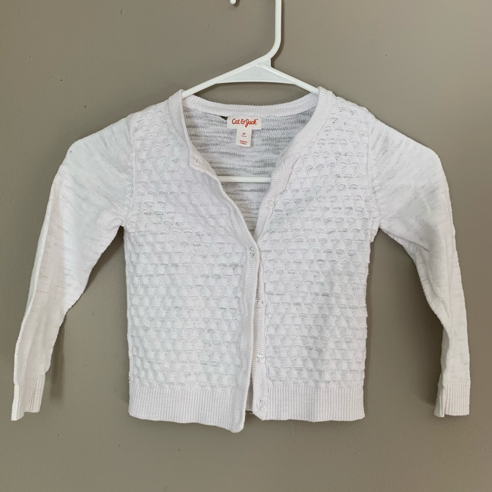 CAT&JACK Button Up Cardigan Sweater White